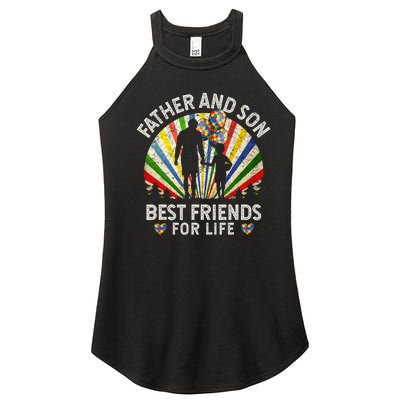 Father And Son Best Friends For Life Autism Awareness Women’s Perfect Tri Rocker Tank