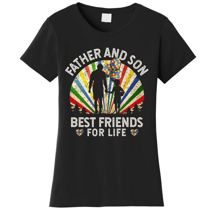 Father And Son Best Friends For Life Autism Awareness Women's T-Shirt