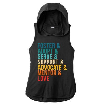 Foster Adopt Serve Support Advocate Mentor Love Adoption Ladies PosiCharge Tri-Blend Wicking Draft Hoodie Tank