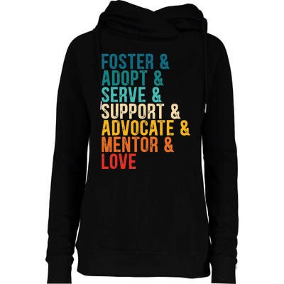 Foster Adopt Serve Support Advocate Mentor Love Adoption Womens Funnel Neck Pullover Hood