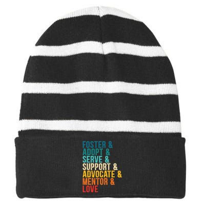 Foster Adopt Serve Support Advocate Mentor Love Adoption Striped Beanie with Solid Band