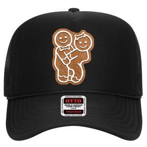 Funny Adult Sex Joke Naughty Gingerbread Make Love Christmas Matching Couple High Crown Mesh Back Trucker Hat