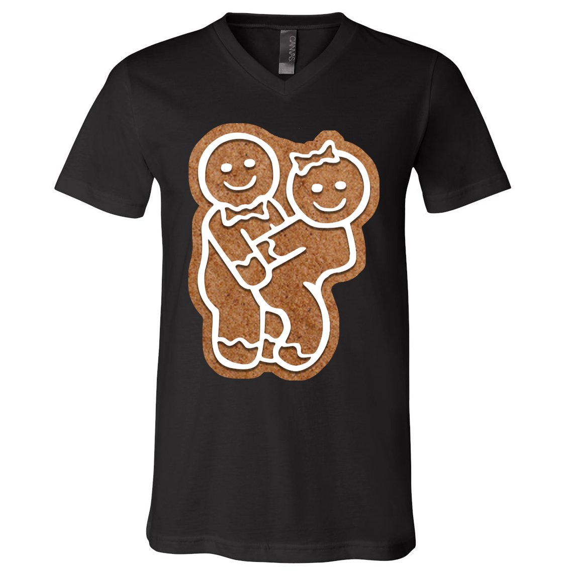 Funny Adult Sex Joke Naughty Gingerbread Make Love Christmas Matching Couple V-Neck T-Shirt