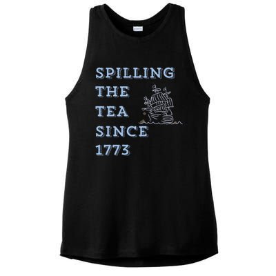 Funny America Spill The Tea Ladies PosiCharge Tri-Blend Wicking Tank