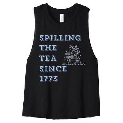 Funny America Spill The Tea Women's Racerback Cropped Tank