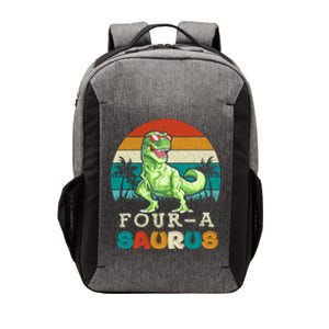 Four A Saurus Birthday T Rex 4 Year Old Dino 4th Dinosaur Gift Vector Backpack