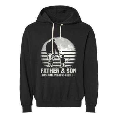 Father And Son Baseball Matching Dad Son Gift Garment-Dyed Fleece Hoodie