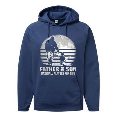 Father And Son Baseball Matching Dad Son Gift Performance Fleece Hoodie