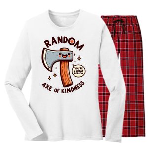 Funny Axe Saying Random Acts Of Kindness Axe Throwing Pun Women's Long Sleeve Flannel Pajama Set 