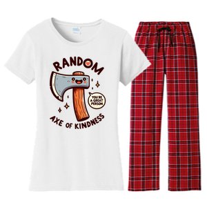 Funny Axe Saying Random Acts Of Kindness Axe Throwing Pun Women's Flannel Pajama Set