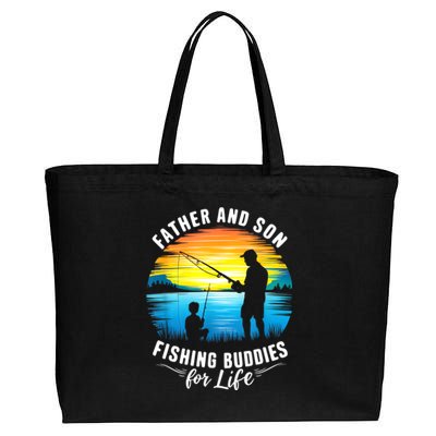 Father And Son Fishing Buddies For Life Cotton Canvas Jumbo Tote