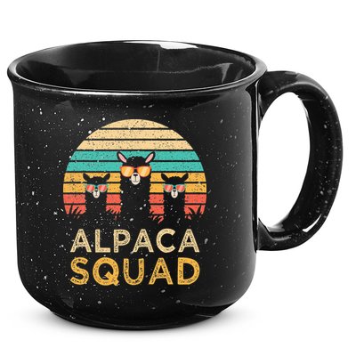 Funny Alpaca Squad Sunglasses Cool Alpacas Vintage Gift 15oz Campfire Ceramic Mug