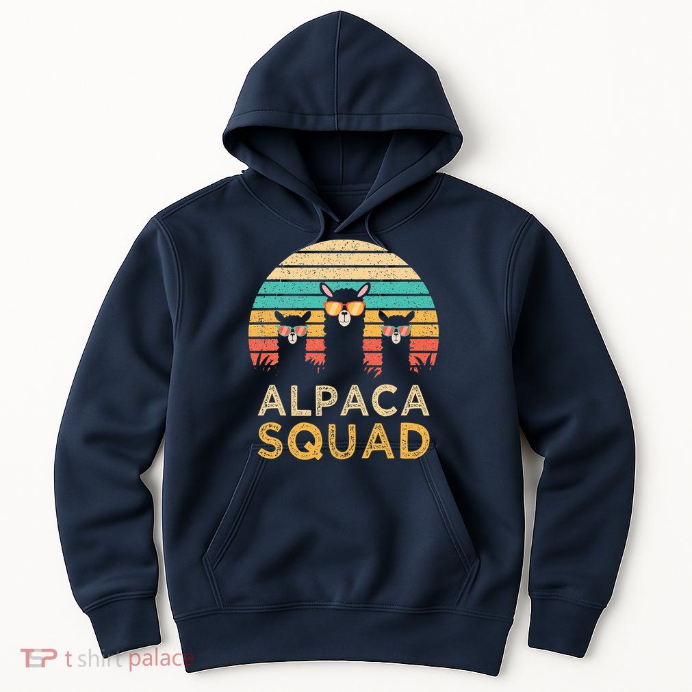 Funny Alpaca Squad Sunglasses Cool Alpacas Vintage Gift Hoodie