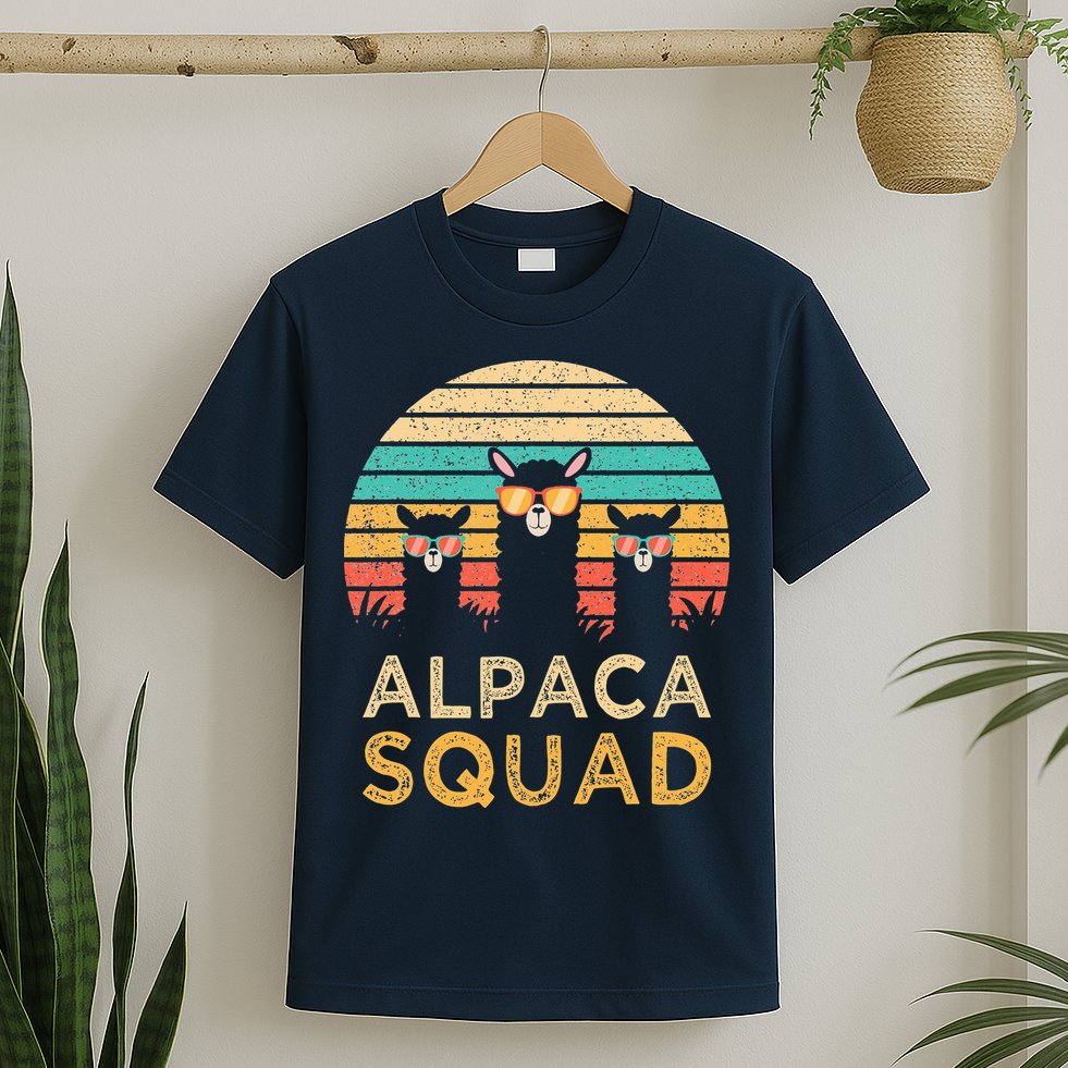 Funny Alpaca Squad Sunglasses Cool Alpacas Vintage Gift T-Shirt