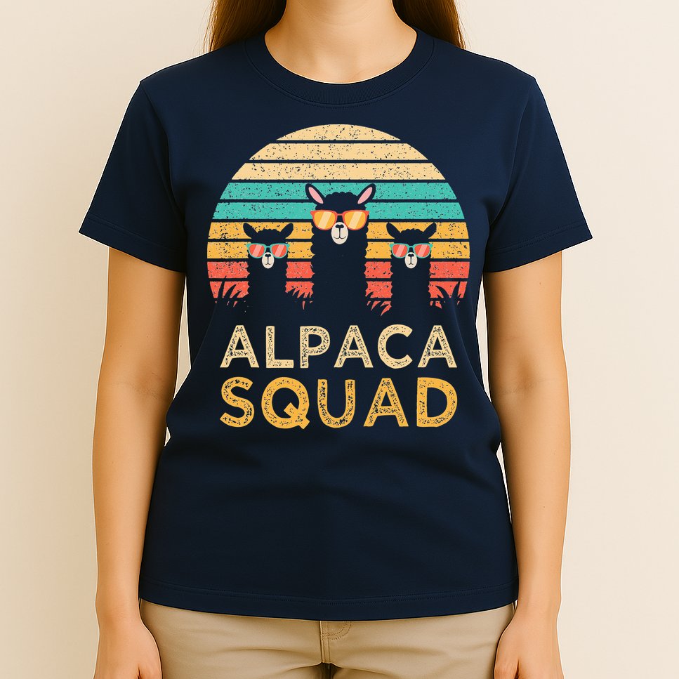 Funny Alpaca Squad Sunglasses Cool Alpacas Vintage Gift T-Shirt