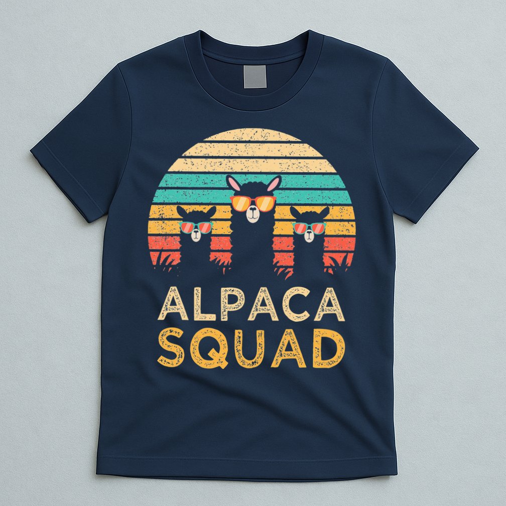 Funny Alpaca Squad Sunglasses Cool Alpacas Vintage Gift T-Shirt