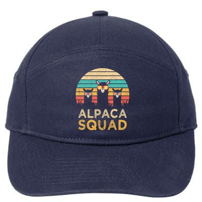 Funny Alpaca Squad Sunglasses Cool Alpacas Vintage Gift 7-Panel Snapback Hat