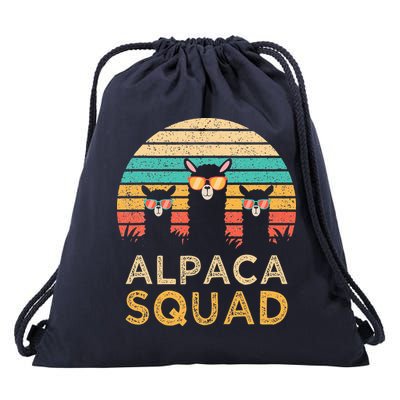 Funny Alpaca Squad Sunglasses Cool Alpacas Vintage Gift Drawstring Bag