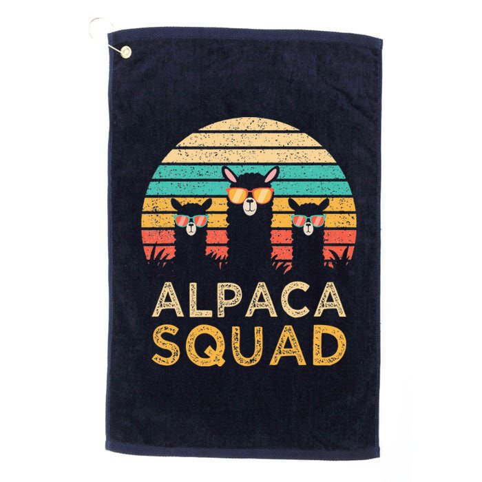 Funny Alpaca Squad Sunglasses Cool Alpacas Vintage Gift Platinum Collection Golf Towel