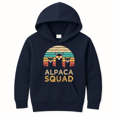 Funny Alpaca Squad Sunglasses Cool Alpacas Vintage Gift Kids Hoodie