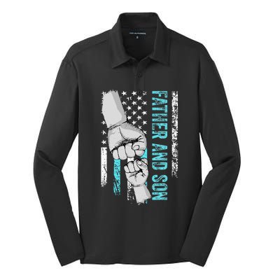 Father And Son American Flag Matching Fathers Day Father Son Silk Touch Performance Long Sleeve Polo