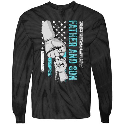 Father And Son American Flag Matching Fathers Day Father Son Tie-Dye Long Sleeve Shirt