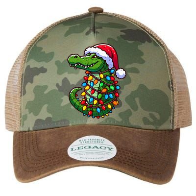 Funny Alligator Santa Hat Christmas Pajama Legacy Tie Dye Trucker Hat