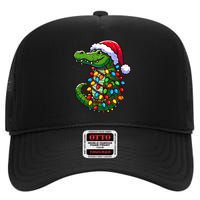 Funny Alligator Santa Hat Christmas Pajama High Crown Mesh Back Trucker Hat