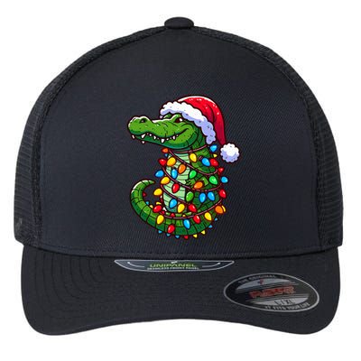 Funny Alligator Santa Hat Christmas Pajama Flexfit Unipanel Trucker Cap