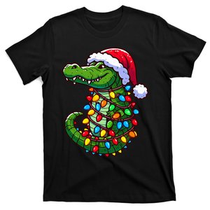 Funny Alligator Santa Hat Christmas Pajama T-Shirt