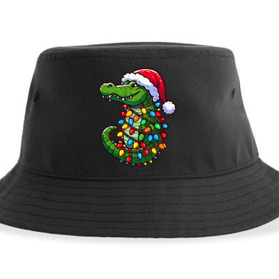 Funny Alligator Santa Hat Christmas Pajama Sustainable Bucket Hat