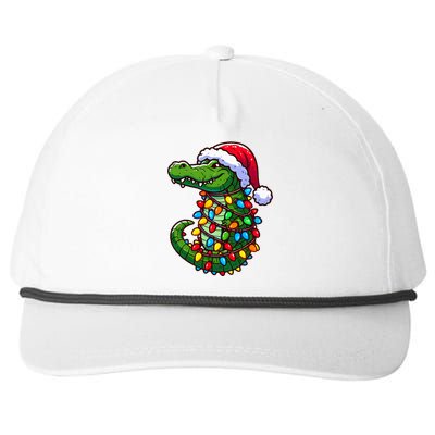 Funny Alligator Santa Hat Christmas Pajama Snapback Five-Panel Rope Hat