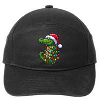 Funny Alligator Santa Hat Christmas Pajama 7-Panel Snapback Hat