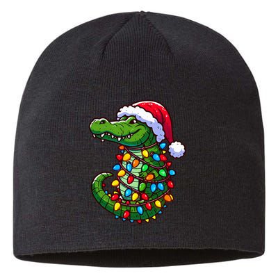 Funny Alligator Santa Hat Christmas Pajama Sustainable Beanie