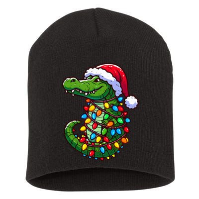 Funny Alligator Santa Hat Christmas Pajama Short Acrylic Beanie