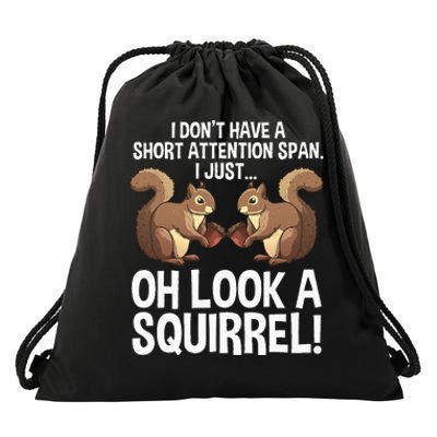 Funny ADHD Squirrel Design For  Chipmunk Pet Lovers Drawstring Bag