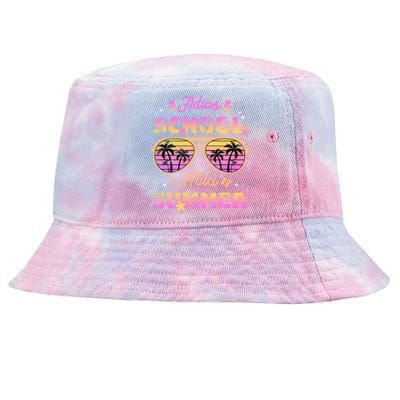 Funny Adios School Hola Summer Break Teacher Sunglasses Cute Great Gift Tie-Dyed Bucket Hat