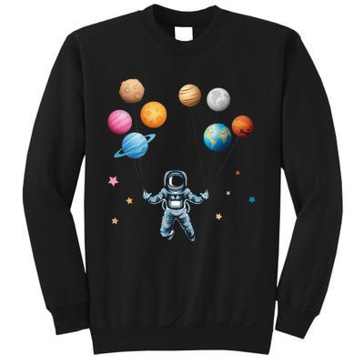 Funny Astronaut Spaceman Flies With Planet Balloons Sweatshirt