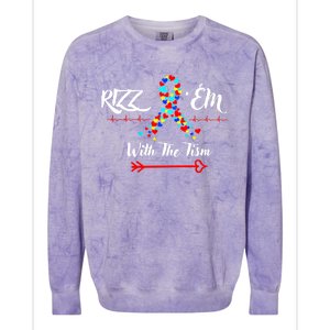 Funny Autism Saying Rizz Em With The Tism Cute Gift Colorblast Crewneck Sweatshirt