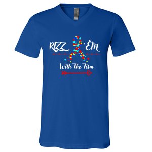 Funny Autism Saying Rizz Em With The Tism Cute Gift V-Neck T-Shirt