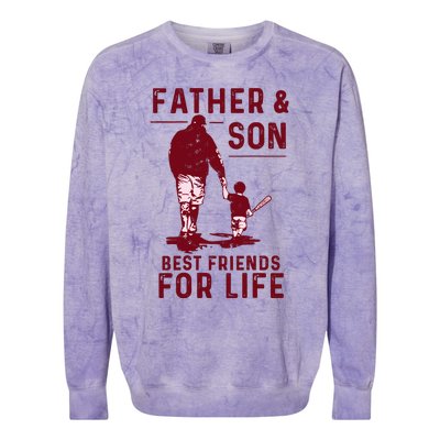 Father And Son Best Friends For Life Baseball Player Dad Son Colorblast Crewneck Sweatshirt