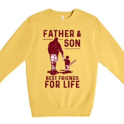 Father And Son Best Friends For Life Baseball Player Dad Son Premium Crewneck Sweatshirt