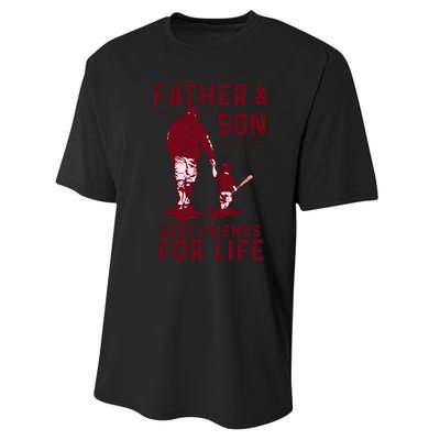 Father And Son Best Friends For Life Baseball Player Dad Son Performance Sprint T-Shirt