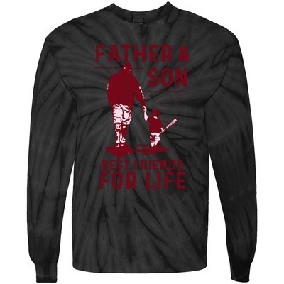 Father And Son Best Friends For Life Baseball Player Dad Son Tie-Dye Long Sleeve Shirt