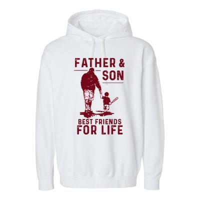 Father And Son Best Friends For Life Baseball Player Dad Son Garment-Dyed Fleece Hoodie