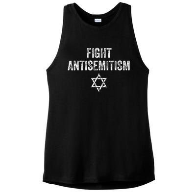 Fight Antisemitism Stop the Hate Jewish Pride  Ladies PosiCharge Tri-Blend Wicking Tank