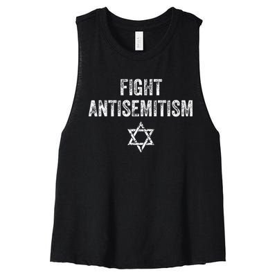 Fight Antisemitism Stop the Hate Jewish Pride  Women's Racerback Cropped Tank