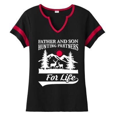 Father And Son Hunting Partners For Life Ladies Halftime Notch Neck Tee