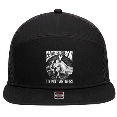 Father And Son Mechanic Mechanic FatherS Day Gift 7 Panel Mesh Trucker Snapback Hat