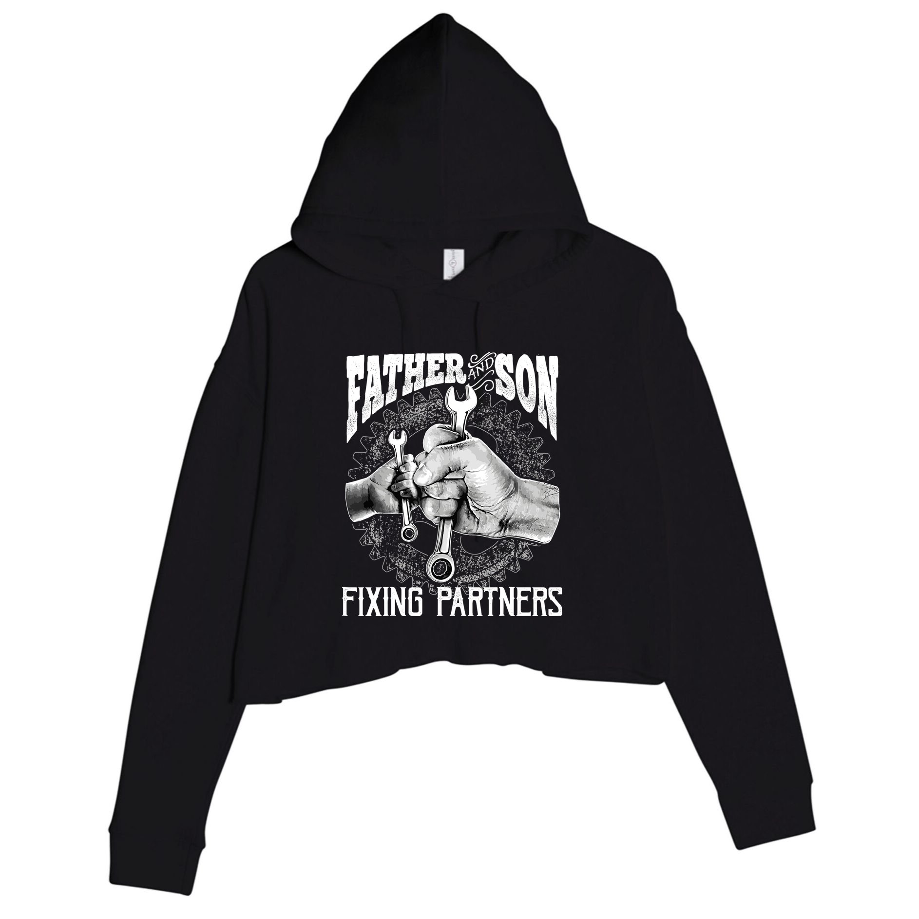 Father And Son Mechanic Mechanic FatherS Day Gift Crop Fleece Hoodie